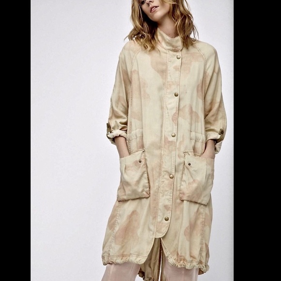 Free People tan nude Tie Dye Oversized  Duster S - Picture 2 of 4